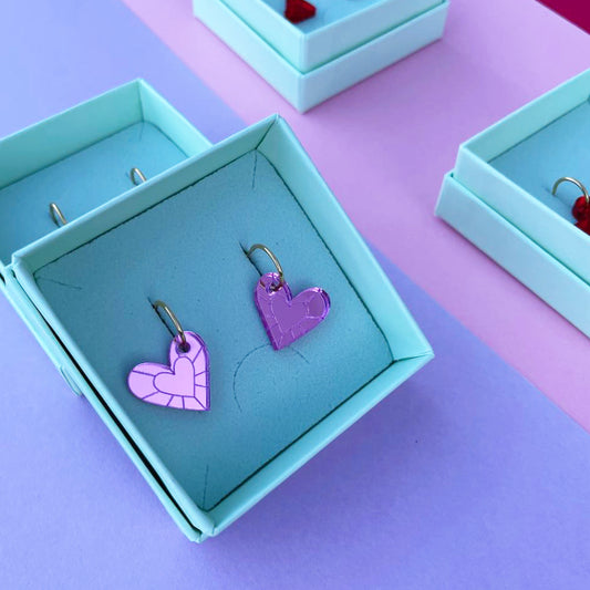 Oorring groot hartje - Roze