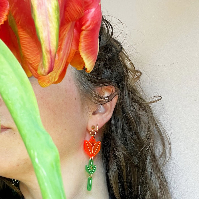 Tulp oorbel - Oranje - special edition